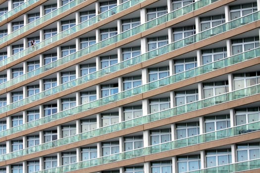 Monotonous hotel façade