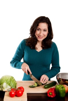 Woman cooking in kitchen