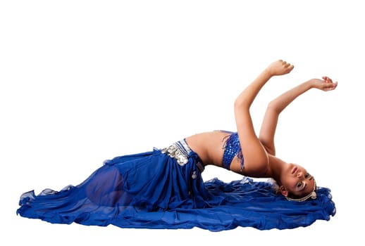 Arabic belly dancer sitting on floor