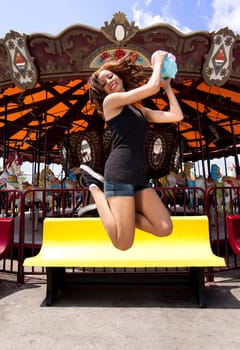 Girl having fun in amusement park