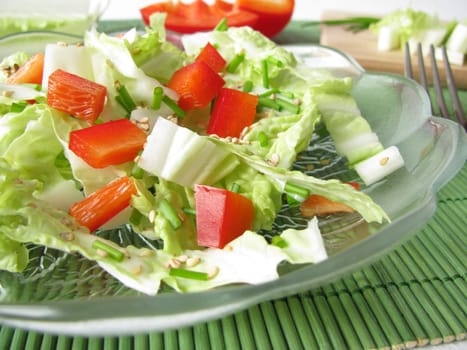 Chinese cabbage and red pepper salad