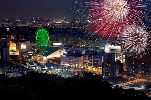 Fireworks firing up into the sky