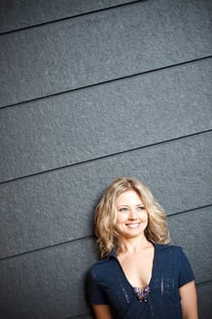 Happy blonde woman