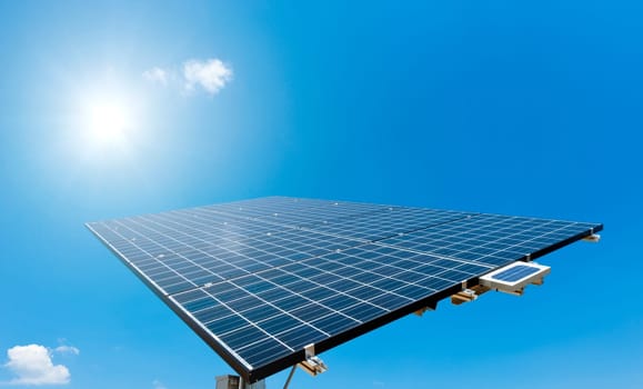 Sun shines on Solar Panel