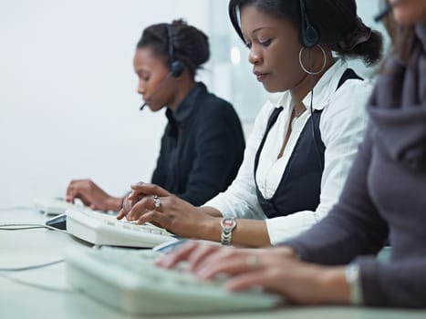 women working in call center
