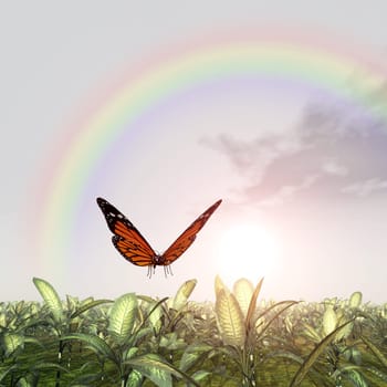 Landscape with butterfly