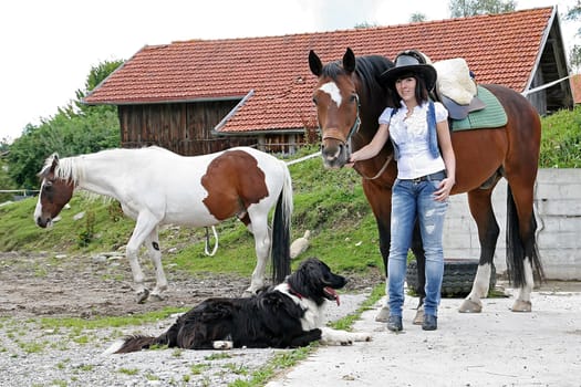 At the riding stable