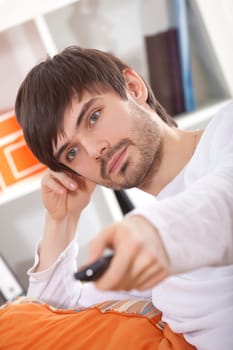 man with remote