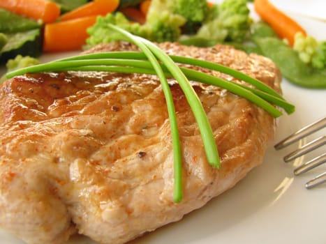 Schnitzel with steamed vegetables