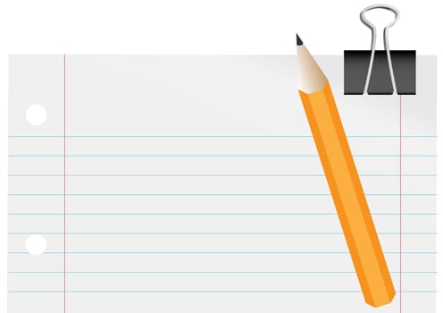 Blank Paper, Pencil and Paper Clip