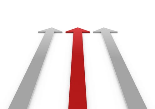 3d arrow red gray high