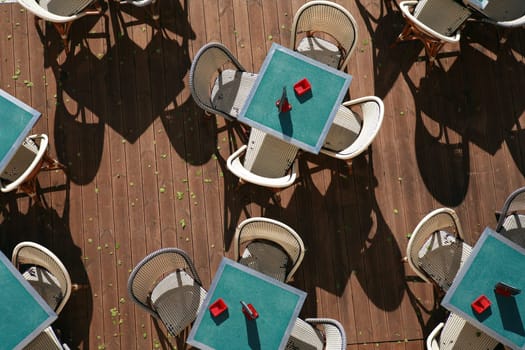 Restaurant tables from above
