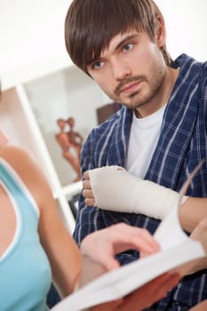 man with plaster
