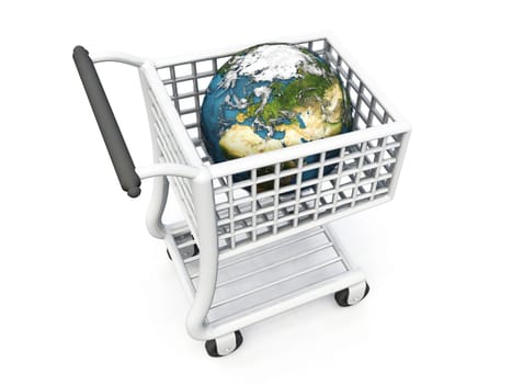3d - Globe in Shopping Cart 02