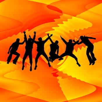 Party in red and yellow