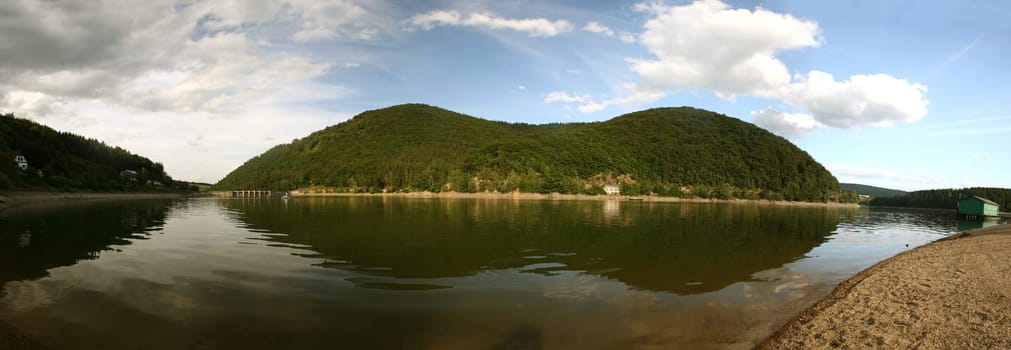 Panorama of Lake Diemel in northern Hesse