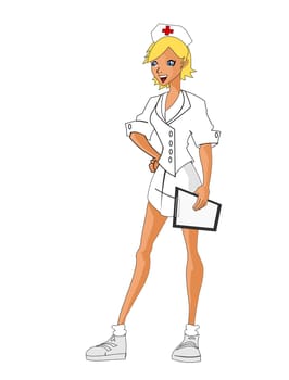 Cheerful nurse isolated on white