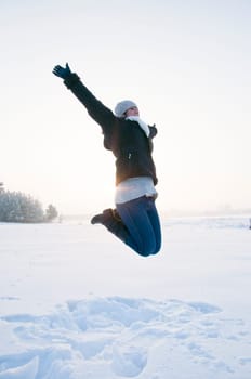 girl enjoying winter walk