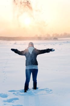 girl enjoying winter walk