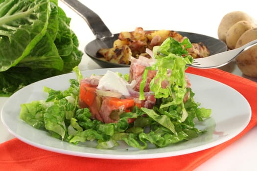 Fried potatoes with aspic