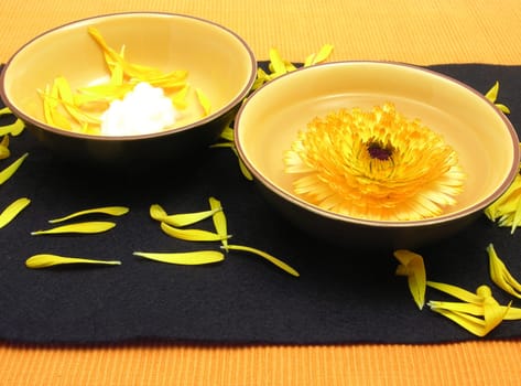 Calendula products in ceramic bowl
