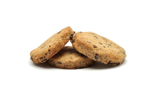 Whole wheat chocolate chip cookies on white