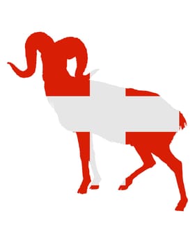 National flag of Switzerland with ram