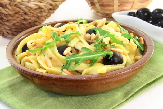 Ribbon noodles with arugula