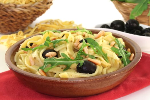 Ribbon noodles with arugula