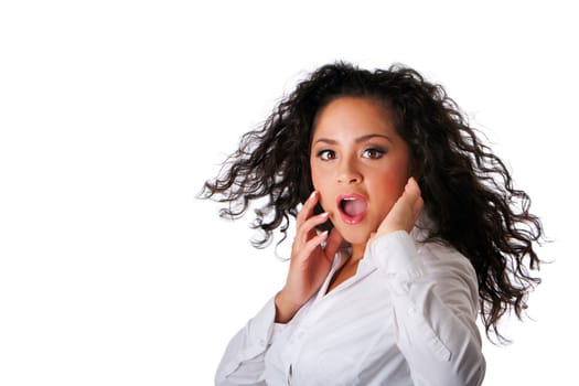 Surprised business Latina woman