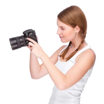 Young woman with a camera