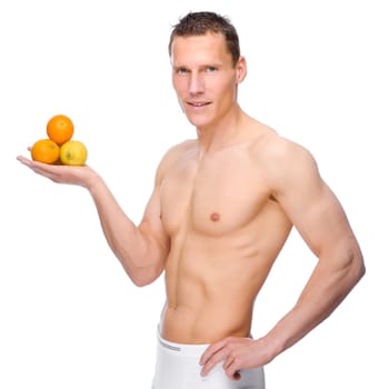 Young man with fruit