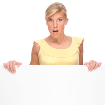 Woman with advertising sign