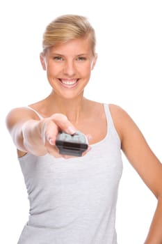 Woman with remote control