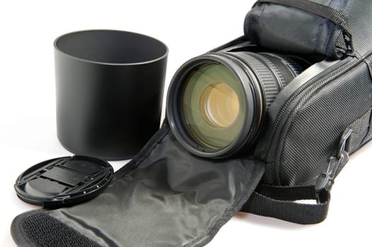 Zoom lens in its case