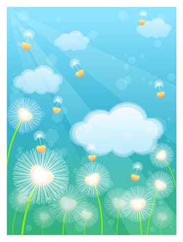 Dandelion against blue sky background