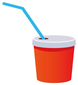 red plastic cup with a straw