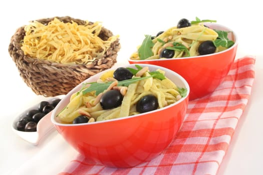 Ribbon noodles with arugula