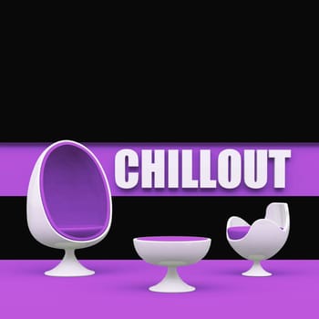 Lila Chillout area with egg chair