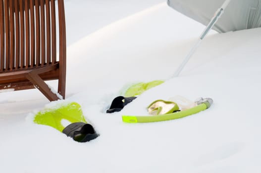 Fins, snorkel and mask