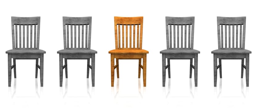 3D Chair Row - Orange Grey