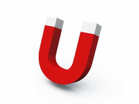 3D U-magnet red white - isolated