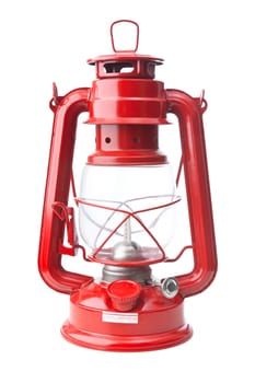 Red oil lamp isolated on white