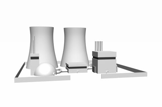 3D Nuclear Power Plant Isolated 01