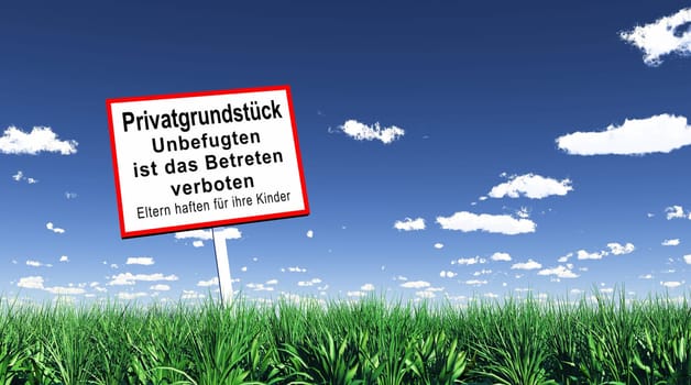 Sign in the Grass - Private Property