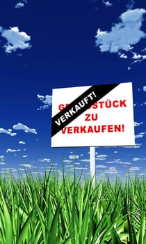 Sign in the grass - plot sold 02