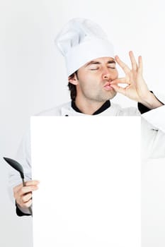 Cook with white sheet