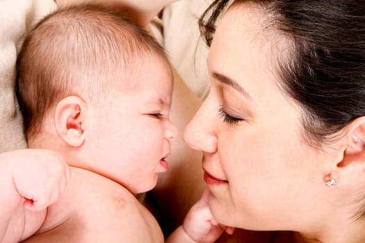 Funny Angry baby and mother