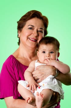 Happy grandma and cute baby