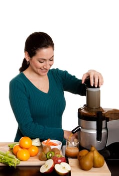 Woman making fruit juice